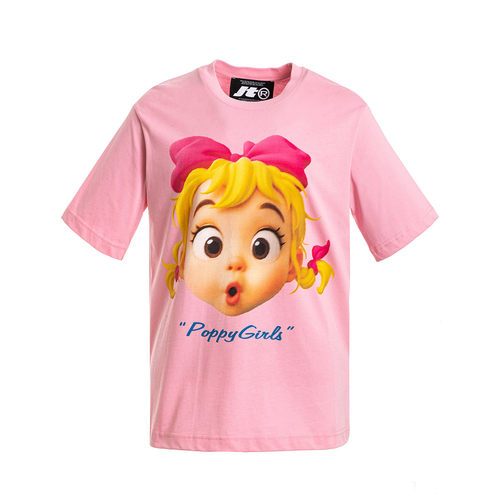 Poppy Girls 卡通印花短袖 T 恤 宽松情侣款圆领上衣 JT092020289