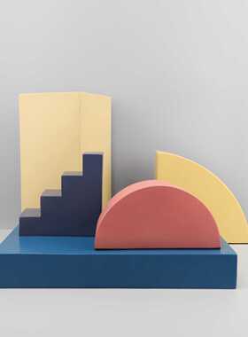 欧式简约莫兰迪色几何模型摆件工艺品桌面少儿房书房书柜软装摆设