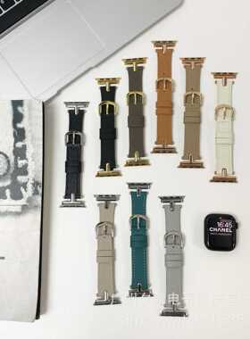 新款平纹T字小牛皮针扣表带适用于苹果手表iwatch8代765SE4321