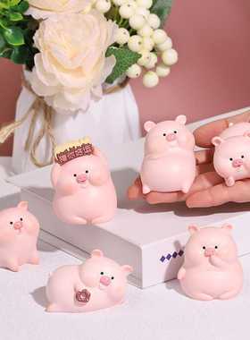 可爱猪囡囡桌面树脂工艺装饰品摆件办公汽车车载摆件女孩生日礼物