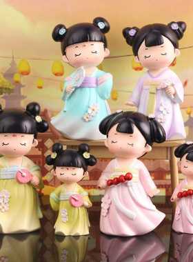 新款古风娃娃汉服女孩树脂桌面摆件可爱唐仕女手办送同学生日礼物