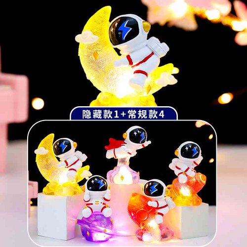 创意新品星际漫步宇航员盲盒手办卡通太空人小灯摆件男生节日礼物