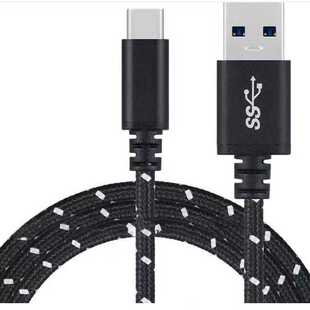 typec数据线黑色USB数据线适用于安卓手机充电线编织3A快充线60W