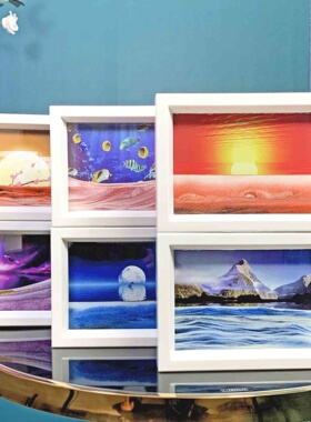 创意简约沙漏家居饰品工艺品礼品3d动态景像艺术流沙画摆件BS系列