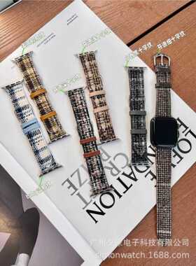 适用苹果手表8代applewatch7se654羊毛呢粗纺针织Ultra表带
