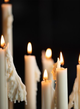 大豆蜡手工无烟枝形蜡烛烛光烛台乳白色流泪高级感装饰家用摆件