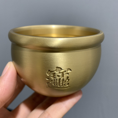 纯铜打造招财缸钵聚宝盆式摆件