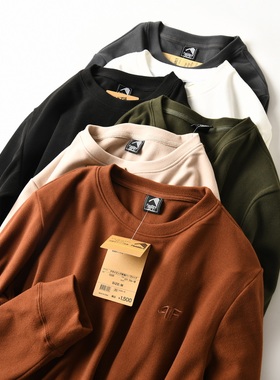 外贸日单加厚德绒潮流刺绣宽松弹力休闲圆领长袖卫衣男士秋冬0733