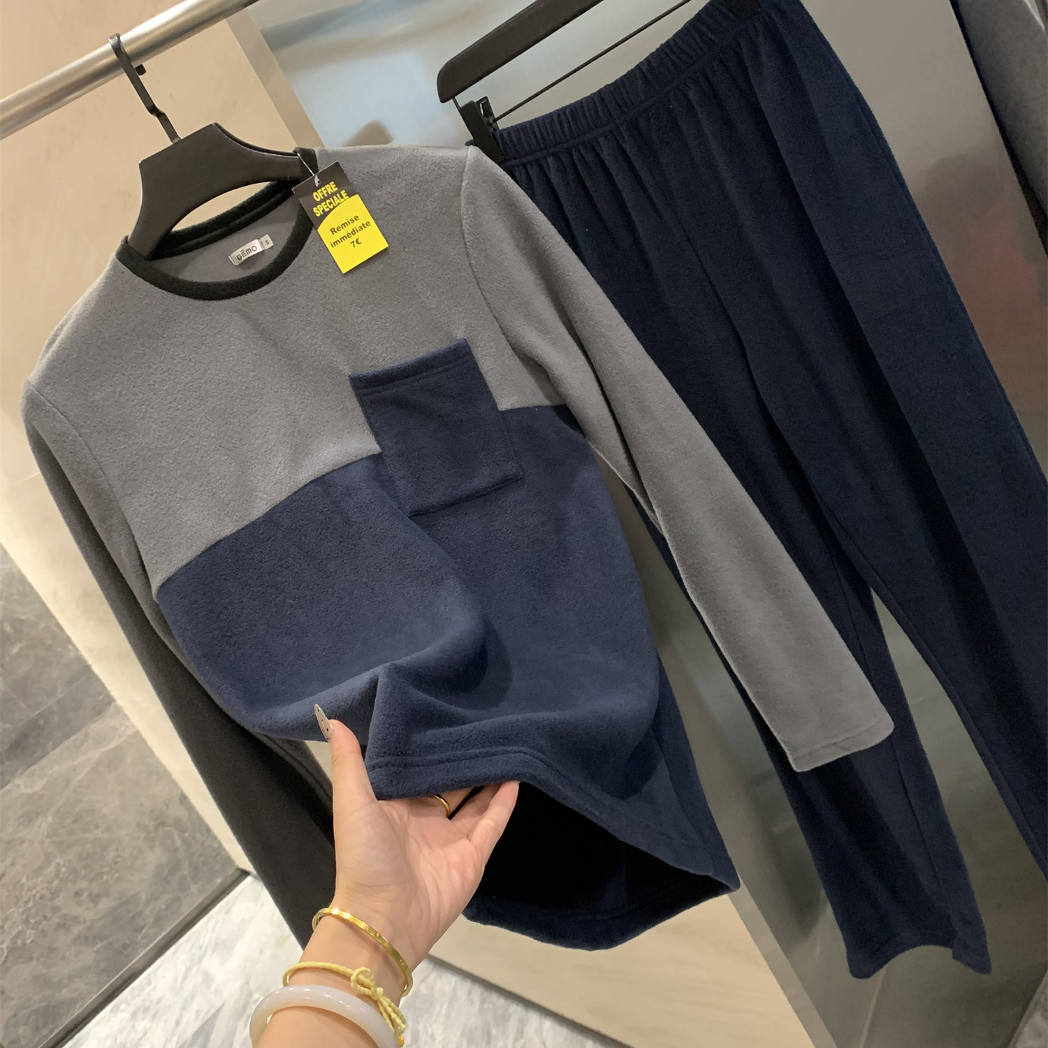 两件套秋冬季加绒保暖家居服套装