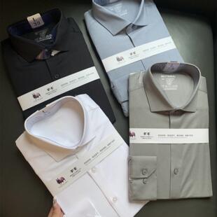 衬衫 轻奢商务 莫代尔羊毛弹力抗皱纯色长袖 级 衬衣男 线下千元