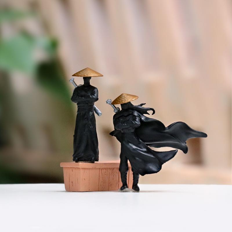 江湖故人古风侠客微缩人偶模型潮玩盲盒微景观假山盆景造景小摆件