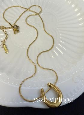 钛钢保色质感U型吊坠锁骨链项链