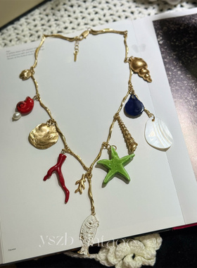 复古做旧海洋系列挂坠度假风项链