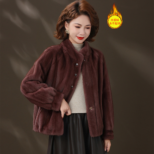 中老年女贵夫人皮毛一体皮草大衣 外套2025新款 妈妈冬装 水貂绒短款