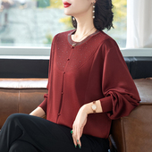 妈妈小衫 针织打底上衣 中老年女秋装 春秋洋气长袖 蚕丝T恤2025新款