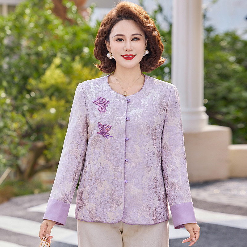 妈妈新中式国风外套2026新款宽松大码盘扣夹克中老年女装春季上衣