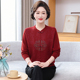 2025新款 妈妈秋装 针织小衫 中老年女春秋薄国风洋气上衣服打底毛衣
