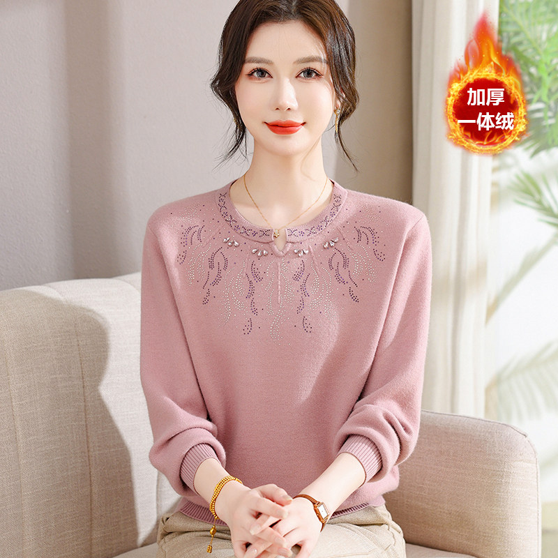 妈妈装秋冬洋气加绒加厚上衣2025新款中老年毛衣女羊毛针织打底衫,女装/女士精品,中老年女装,淘宝优惠券,粉丝福利购,淘宝优惠卷