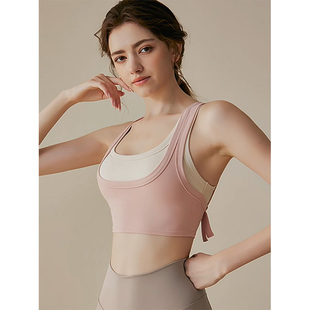 夏薄款设计感瑜伽训练普拉提上衣外搭运动T恤衫假两件健身背心女