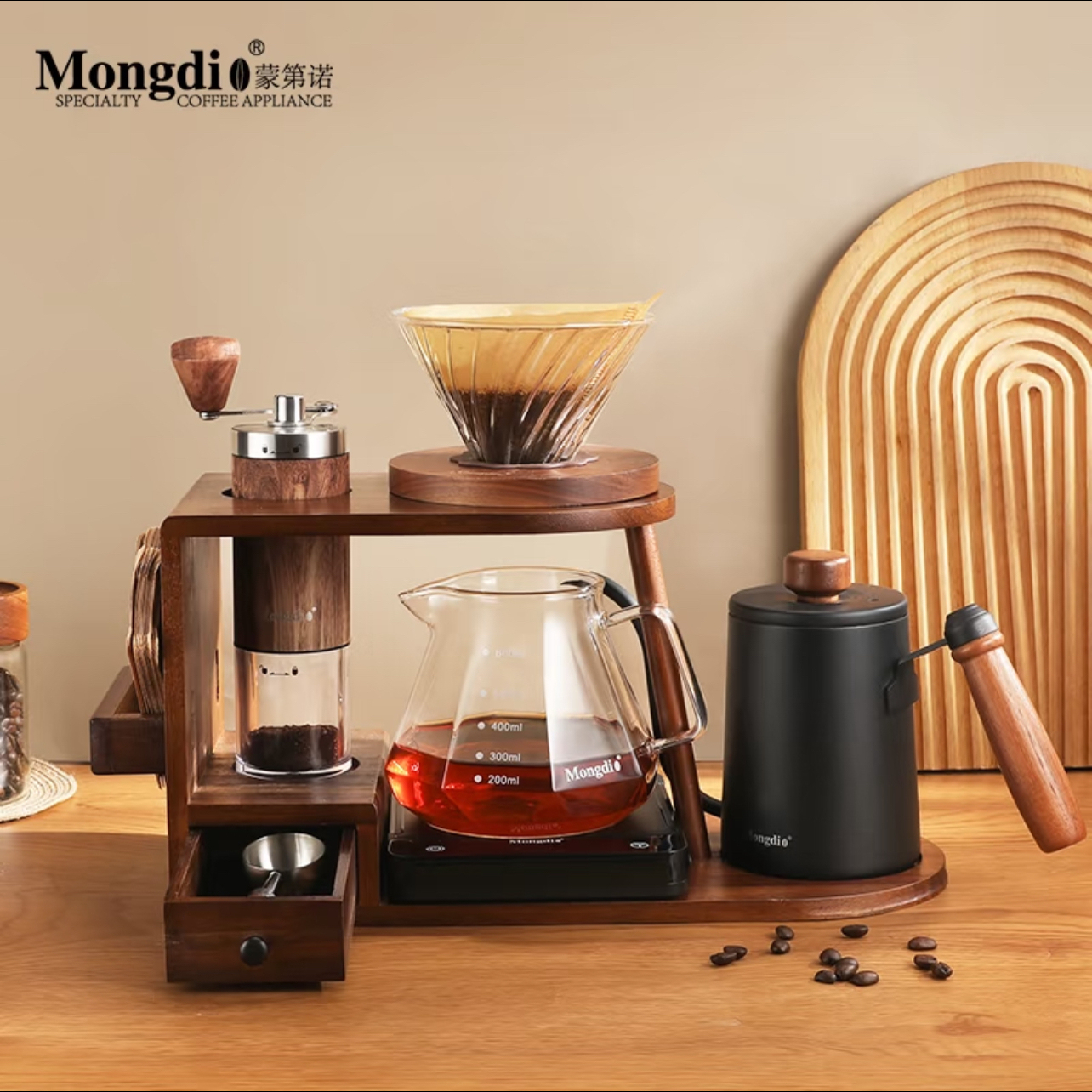手冲咖啡壶套装木支架子全套
