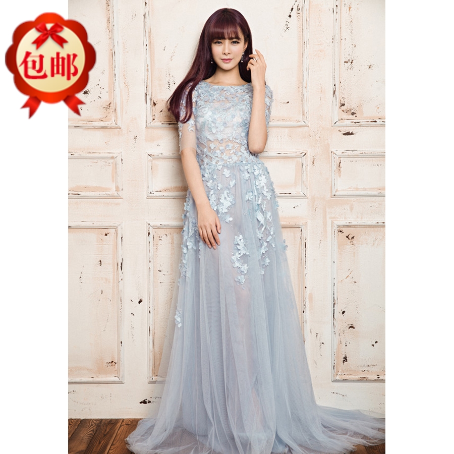 五分袖甜美风晚礼服沈梦晨同款