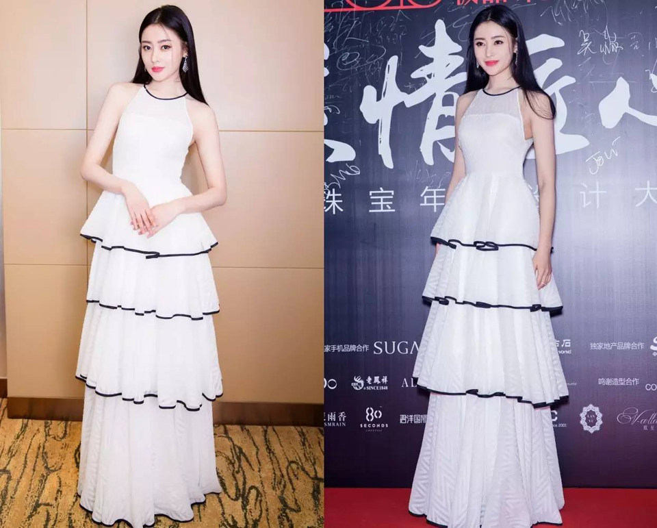 张天爱同款红毯时尚风甜美晚礼服图片