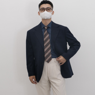 莱赛尔羊毛人字纹混纺面料平驳领通勤休闲西装 新款 252039 何青菜