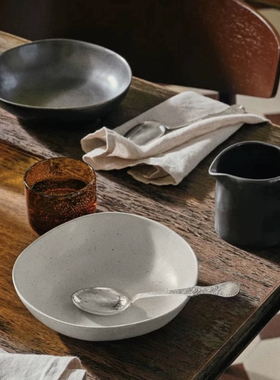 F丹麦北欧Flow沙拉碗餐盘调味碟釉面陶瓷侘寂风
