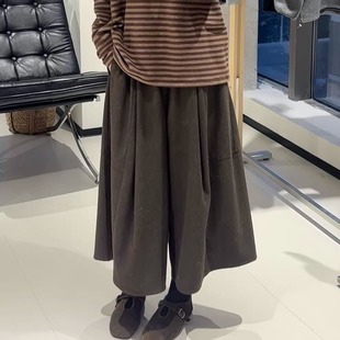 女士阔腿裙裤 羊毛混纺薄呢料冬季 圣欧尼 八分中裤 像半身裙