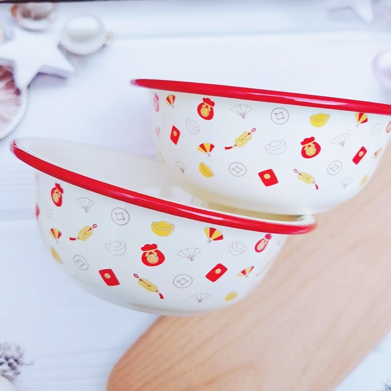 搪瓷盆带盖 加厚家用吃面盆 沙拉盆 饭盆 打蛋盆 釉下彩耐高温,餐饮具,盆,淘宝优惠券,粉丝福利购,淘宝优惠卷