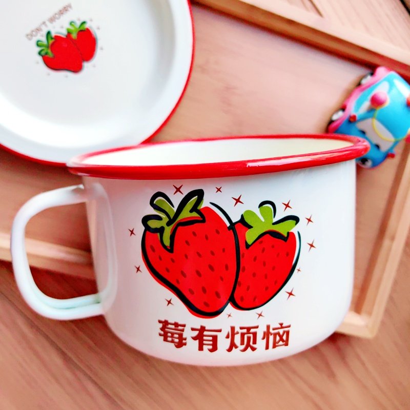 加厚怀旧搪瓷泡面碗老式快餐杯学生宿舍食堂大容量带盖饭盒饭缸子,餐饮具,马克杯,淘宝优惠券,粉丝福利购,淘宝优惠卷