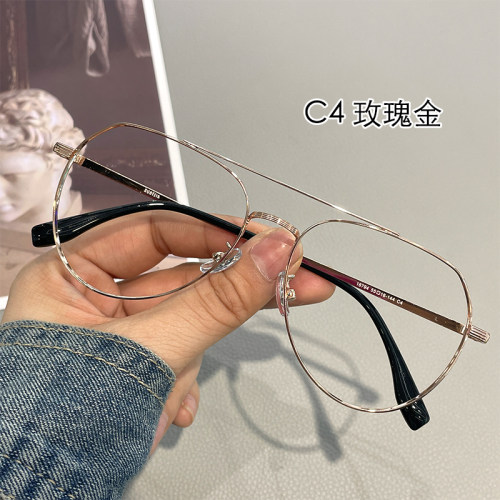 索菲雅双梁复古飞行员蛤蟆镜可度数防蓝光素颜大框男士眼镜16794