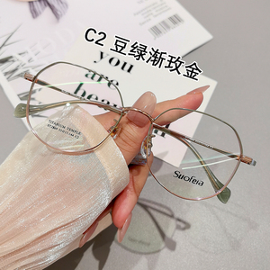 索菲雅超轻纯钛复古多边形宽边可配高度数近视眼镜框女防蓝光2869
