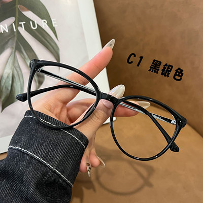 韩版复古猫眼透色玳瑁豹纹高级感可配度数近视防蓝光方框眼镜8172