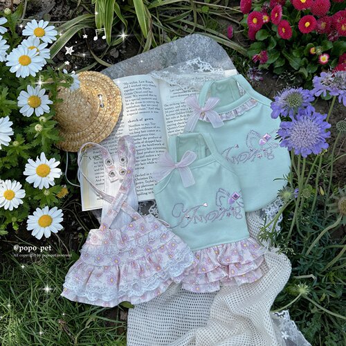粉搭绿沁凉甜一夏！吊带蛋糕裙 可盐可甜 春夏宠物衣服猫咪狗狗