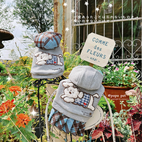 灰色系连帽卫衣!高智氛围 潮流拼接 春秋宠物衣服猫咪狗狗兜帽衫