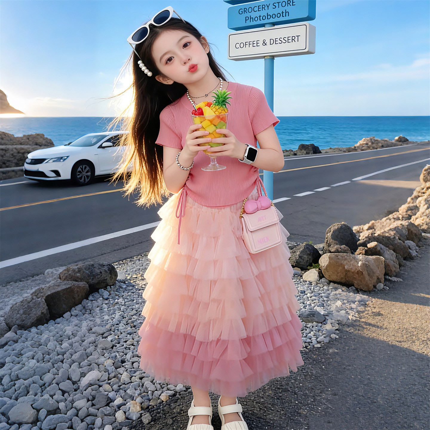 女童套装2026新款儿童蓬