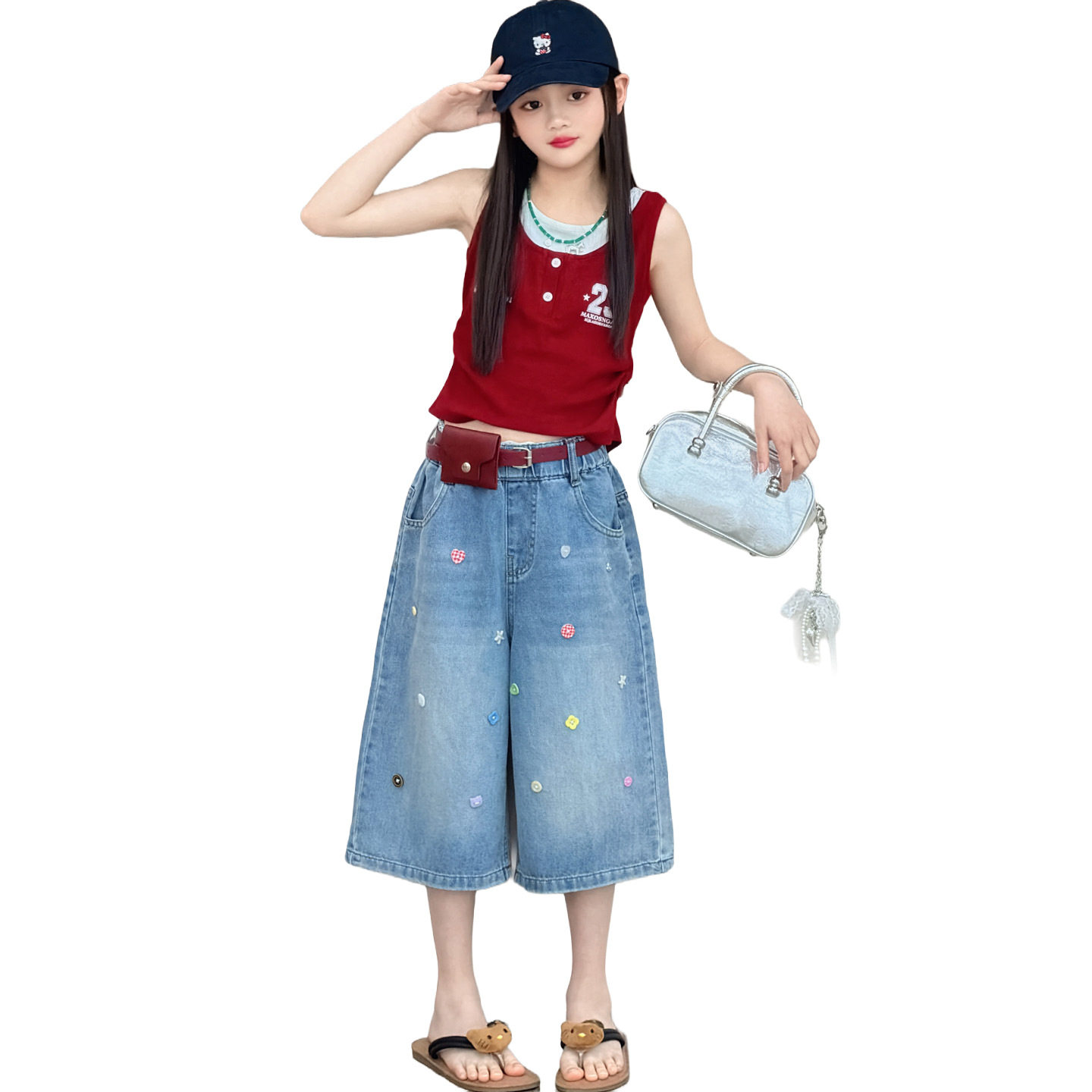 女童夏季多彩牛仔裤2026