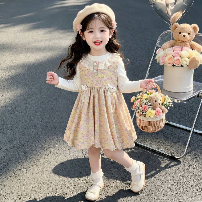 女童连衣裙春秋款2026新款儿童秋装公主裙裙子巨好看花苞裙