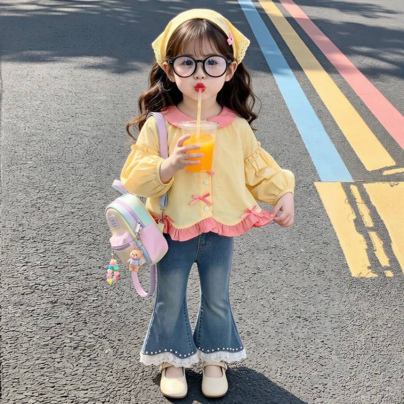 女童春秋款套装2026新款洋气时髦儿童衬衫女宝宝秋季早秋装巨好看