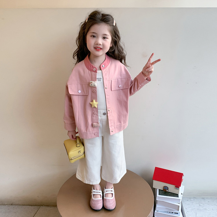 女童春装牛仔外套2026新款儿童洋气韩版春季宝宝时髦休闲夹克上衣