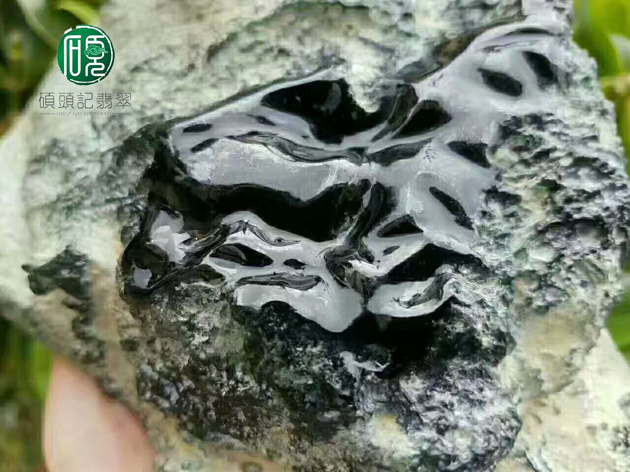 老坑莫西沙墨翠缅甸天然翡翠开窗冰种牌子挂件戒面脱沙收藏级别