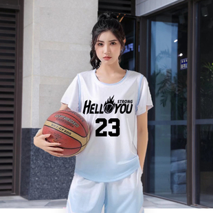 短袖篮球服套装女生高中学生训练比赛服装有袖球衣订制班服印字号