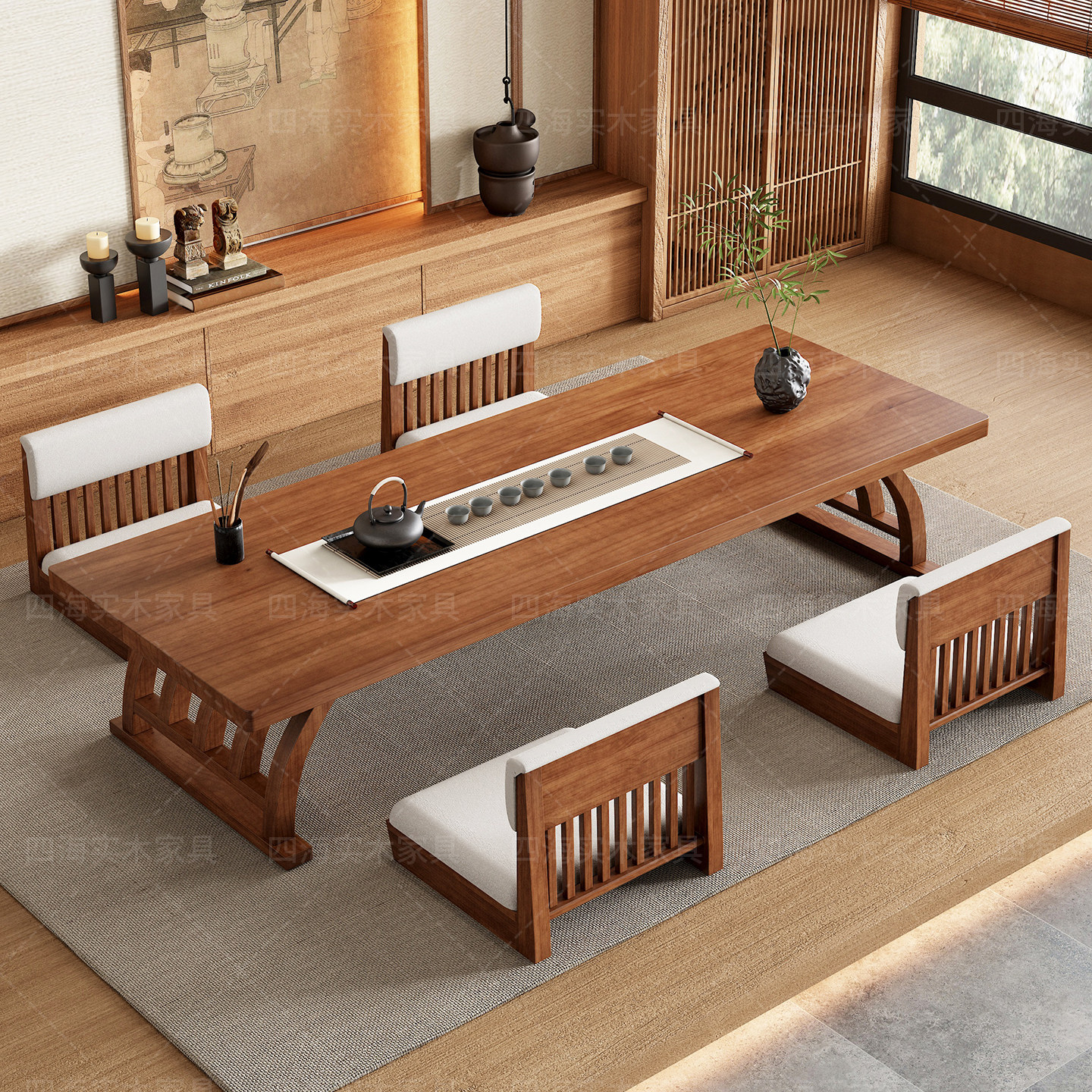 榻榻米茶桌地台桌茶几小矮桌炕桌实木定制仿古禅意日式飘窗木质桌,住宅家具,家用茶台/茶桌,淘宝优惠券,粉丝福利购,淘宝优惠卷