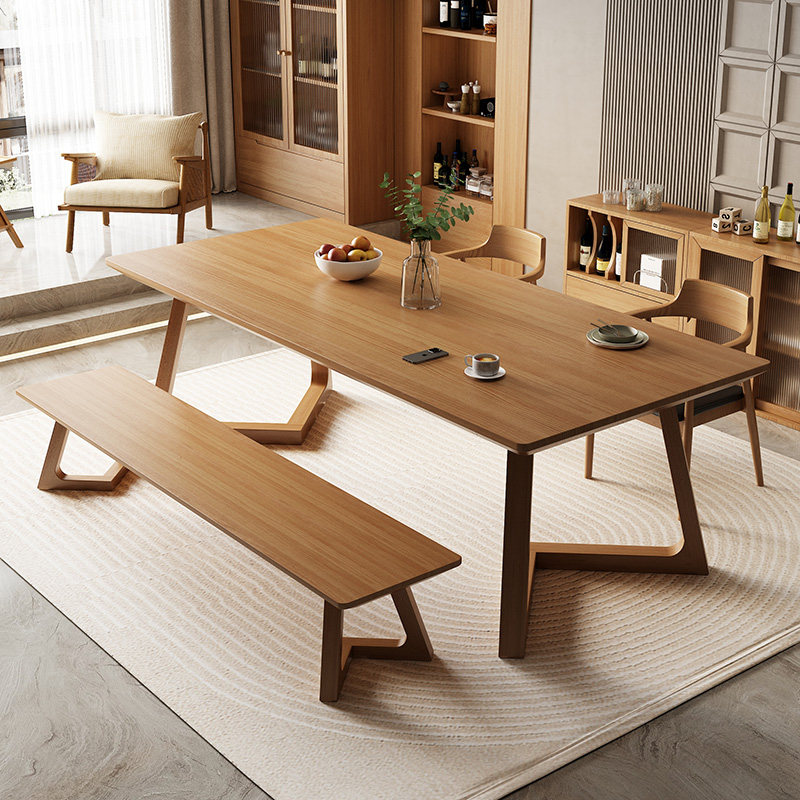 北欧实木餐桌椅组合日式家用长方形大板桌吃饭桌子客厅餐书桌90宽
