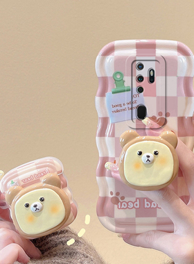 适用于OPPO A11n手机壳创意立体小熊支架网红ins风新品波浪边防摔软壳oppo a11n闺蜜款日韩风立体小兔子支架