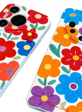 适用于OPPOREALMENEO8春日繁花手机壳opporealmeneo7x小清新彩色涂鸦Neo7SE全包亮面保护套