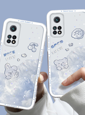 适用于小米10T手机壳爆款男女ins风软胶小米10Tpro全包mi白色小熊