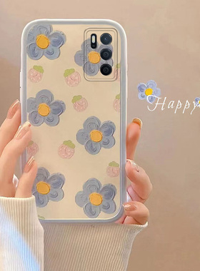 适用于OPPOA54S手机壳潮牌防摔全包式软胶套草莓蓝花网红小清新小众女款