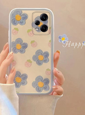 适用于红米NOTE12PRO手机壳潮牌防摔全包式软胶套草莓蓝花12PRO+高颜值网红女款